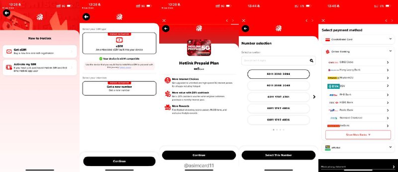 🇲🇾马来西亚Hotlink Prepaid eSIM马来西亚Maxis业务范围涵盖固网通讯、资料通讯及行动通讯等，同时也是第一个在马来西亚提供LTE服务的电信公司，旗下预付配套品牌为Hotlink （来源：Wikipedia）Hotlink于两个月前支持了预付卡新开eSIM开卡方式：开卡需付款5RM，需实名1️⃣下载Hotlink App，点击“Activate or Get New SIM”-“Get eSIM”，需检测原生支持eSIM，实名选“Passport”，扫描证件并拍三张自拍即可实名，完成后选号并填写邮箱、地址等个人信息⚠️三张自拍为正面+左侧+右侧自拍，仅需年满12周岁即可实名2️⃣付款，支持银行卡、银行账户及eWallet支付，银行卡需为马来西亚及新加坡发行的卡，推荐eWallet或马来卡Bin虚拟卡支付3️⃣添加eSIM，如你使用实体eSIM设备，可让他人使用原生支持eSIM的设备下载，在下载过程中取消，eSIM二维码即会发送至你的邮箱eSIM及漫游情况：1:此卡内地漫游中国移动/联通（如卡内余额低于10RM，则无法漫游4G/5G）2:此卡不支持漫游 Wi-Ficalling3:此卡支持eSIM换设备（预付费SIM无论卡丢失、换机等情况，均需亲临Maxis门市更换新eSIM，收费10RM）（补充，可以找Hotlink的WhatsApp客服，申请换新eSIM，会有回电确认后即可更换新eSIM）4:支持iMessage5:+60号码，10位数6:中国大陆漫游资费：  收短信：免费  发短信：1RM/条  打电话：拨打中国大陆 4RM/分钟                 拨打马来西亚 9RM/分钟  在号码前加*120*，拨打大马3RM/分钟  接电话：3RM/分钟  用流量：无套餐外扣费额外漫游流量包：20RM/1GB/1日30RM/3GB/3日50RM/5GB/7日⚠️所有套餐均包含无限流量，高速流量用完后限速保号：1️⃣每充值10RM可保号5天，有效期结束后会有50天的宽限期，在宽限期内只能收短信与接电话，理论10RM可保号55天2️⃣打开Hotlink App，点击首页“Change Plan”-“Pantas Plan”后回首页点击“Buy Passes”-“Others”购买30RM保号365日的套餐，换套餐还需额外支付2RMiOS App：