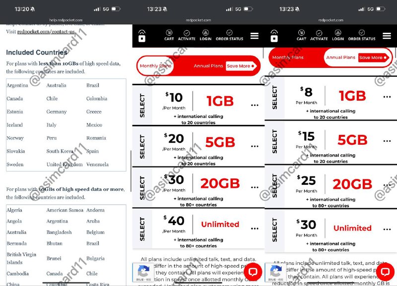 🇺🇸美国RedPocket漫游通话更新限制从即日起，部分套餐的国际电话目的地（意为在美国本地或Wi-Ficalling情况下能拨打其他国家的数量）从80个减少至20个如果你订购的套餐包含的流量少于10GB，那么你将只能与极少的目的地进行通话，包括中港澳台等地均不在列表中