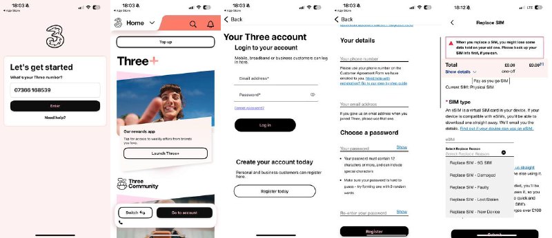 🇬🇧英国ThreeUK实体卡转eSIM教程/评测1️⃣插卡后获取手机号，你会收到一条带有“Your number for this SIM is 07xxxx”的短信2️⃣下载“Three”AppiOS： 