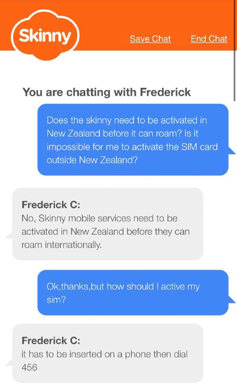 🇳🇿新西兰&🇬🇧英国部分卡更新🇳🇿新西兰Skinny现需要在新西兰本地插卡，连接Spark网络后拨打“456”激活，无法在漫游时激活（在漫游时拨打会提示SIM卡已被锁定），以往激活的卡不受影响，但新西兰外激活的卡将无法订购漫游套餐💡未激活Skinny也可以正常收短信使用一段时间，但不建议长期使用及滥用且新西兰Skinny现已支持eSIM开卡🇬🇧英国CMLink UK下架了 20英镑 45GB中国大陆流量+5英镑英国流量 的套餐，无法选择此套餐新开卡，现有用户也无法重复订购此套餐，但已订购此套餐的卡可以继续使用，直至用完（我们仍有余货售卖）🇳🇿新西兰&🇬🇧英国部分卡更新🇳🇿新西兰Skinny现需要在新西兰本地插卡，连接Spark网络后拨打“456”激活，无法在漫游时激活（在漫游时拨打会提示SIM卡已被锁定），以往激活的卡不受影响，但新西兰外激活的卡将无法订购漫游套餐💡未激活Skinny也可以正常收短信使用一段时间，但不建议长期使用及滥用且新西兰Skinny现已支持eSIM开卡🇬🇧英国CMLink UK下架了 20英镑 45GB中国大陆流量+5英镑英国流量 的套餐，无法选择此套餐新开卡，现有用户也无法重复订购此套餐，但已订购此套餐的卡可以继续使用，直至用完（我们仍有余货售卖）