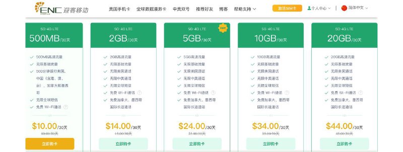 🇺🇸美国一卡中美双号保号SIM卡-ENCMobile迎客移动介绍📝简介：迎客通讯公司总部位于美国洛杉矶，拥有超过20年的历史，为国际运营商和在美国的中国客户提供综合信息服务解决方案，致力于打造全方位符合海外华人需求的产品，这个运营商是T-Mobile的MVNO💡推荐购买的套餐：1️⃣2.99usd月租包含30分钟国际通话、100条全球短信（此套餐仅可在我们这买到）2️⃣10usd月租包含无限美国本地流量、500分钟国际通话和无限全球短信3️⃣15usd月租包含无限美国本地流量、无限国际通话、无限全球短信这张卡有包季/年套餐，买一季度打9折，半年打85折，一年打8折  SIM/eSIM及漫游情况：1:此卡内地漫游中国移动/中国联通2:此卡支持漫游Wi-Ficalling3:此卡支持实体卡转eSIM4:支持iMessage5:+1号码/+86号码6:官网可以订阅额外的国际漫游套餐：   55usd包含200MB漫游流量（T-Mobile）   25usd包含50分钟国际通话、50条全球短信⚠️虽可以漫游使用，但是漫游时仅支持上网，需要使用短信电话服务需要开启Wi-Ficalling，除非你开启了内地号码  获取卡的方式：1️⃣找我们购买 @asimcard11 ，如果你需要2.99usd的最低月租套餐，必须找我们购买，在官网是没有的2️⃣在 