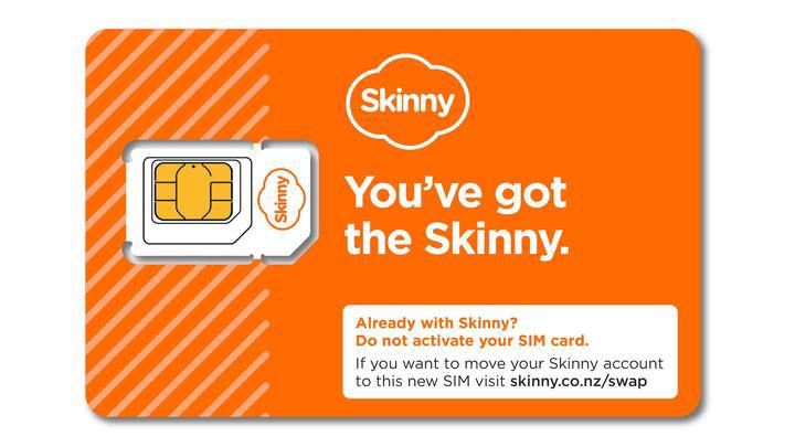 🇳🇿新西兰Skinny月租：无月租，可选漫游套餐中国大陆漫游资费：  收短信：免费  发短信：0.8nzd/条  打电话：2.3nzd/分钟  接电话：1.15nzd/分钟  用流量：无套餐外扣费实用信息：无需实名 （每365天充值最低5nzd话费保号，或与其他Skinny用户互转最低1nzd话费保号） 支持💰💰充值话费  官网： www.skinny.co.nz  App： Skinny Mobile获取手机号方式：插卡后获取